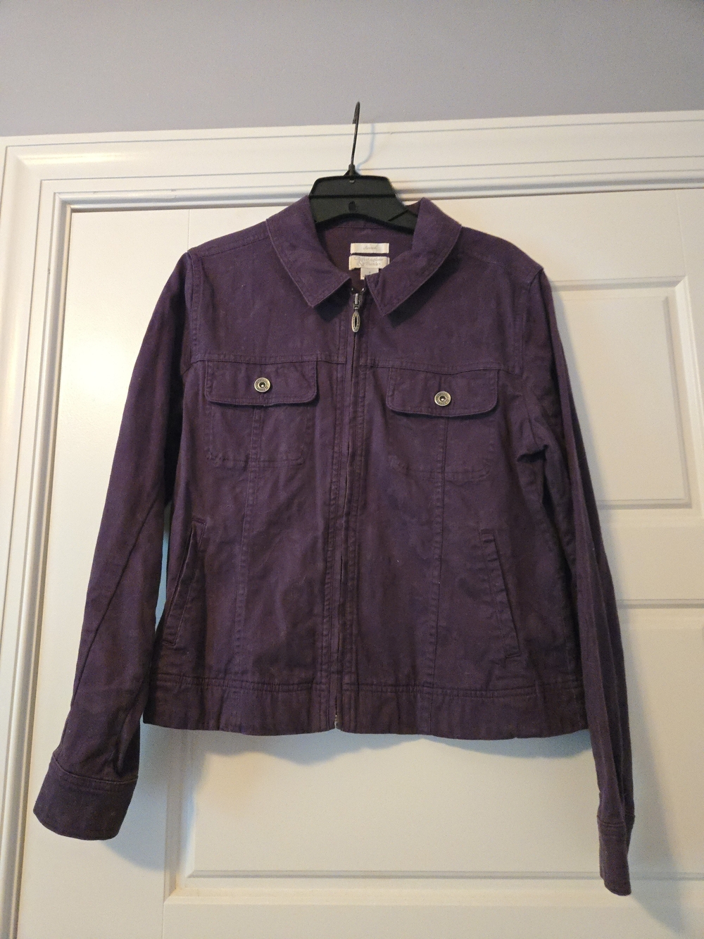 Christopher & Banks Deep Purple Zip-Front Jean Jacket